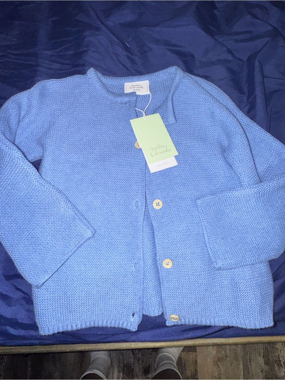 Etellou & friends Light Blue Knit Button-Up Kids Cardigan 100% cotton